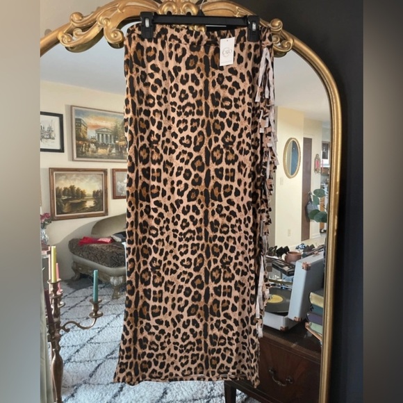 Cato Dresses & Skirts - Cato Leopard Pattered Fringe Maxi Skirt